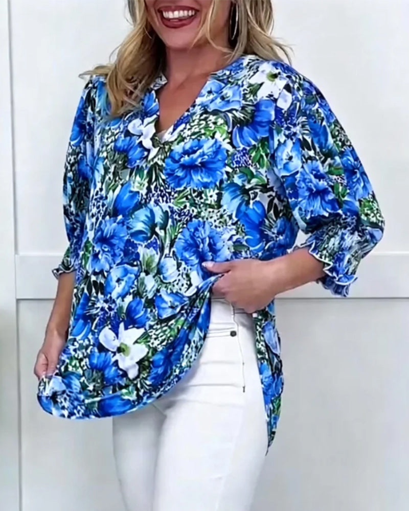Niliza - Blusa Floral De Manga Curta