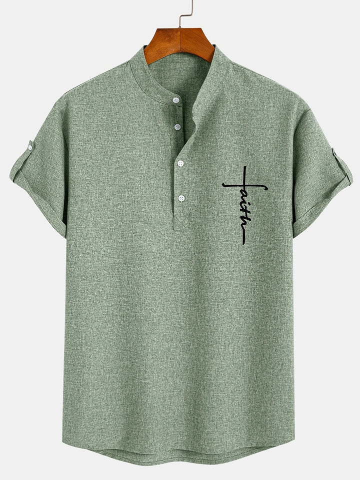 Samuelson - Camisa Elegante De Manga Curta Com Gola