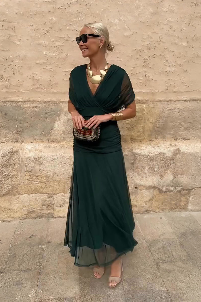 Nefeli - Vestido Maxi Elegante Com Decote Em V Para Festas