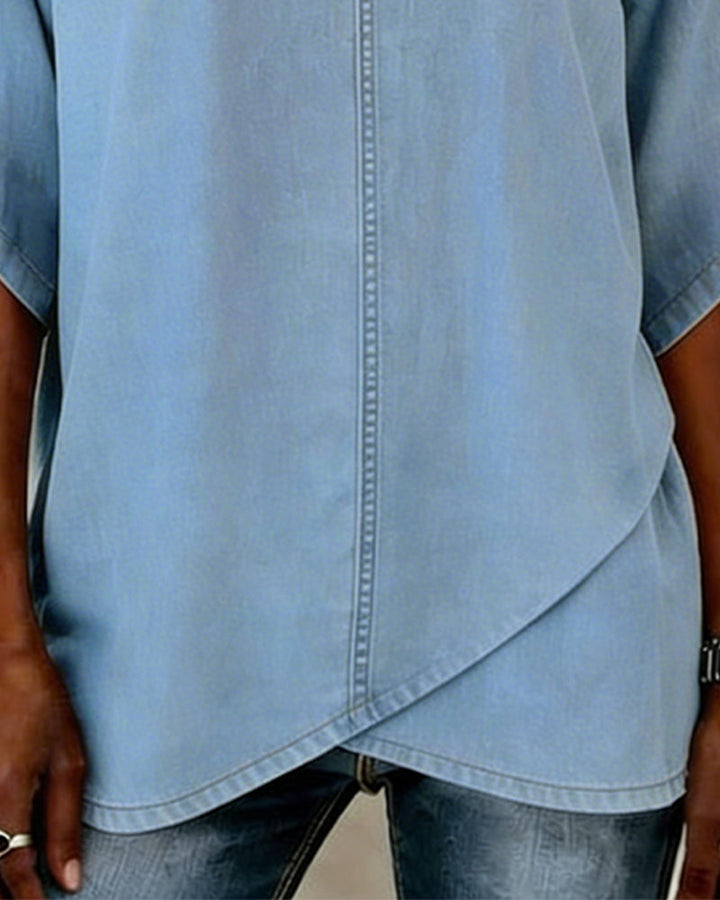 Laritza - Top Casual De Ganga Com Decote Em V