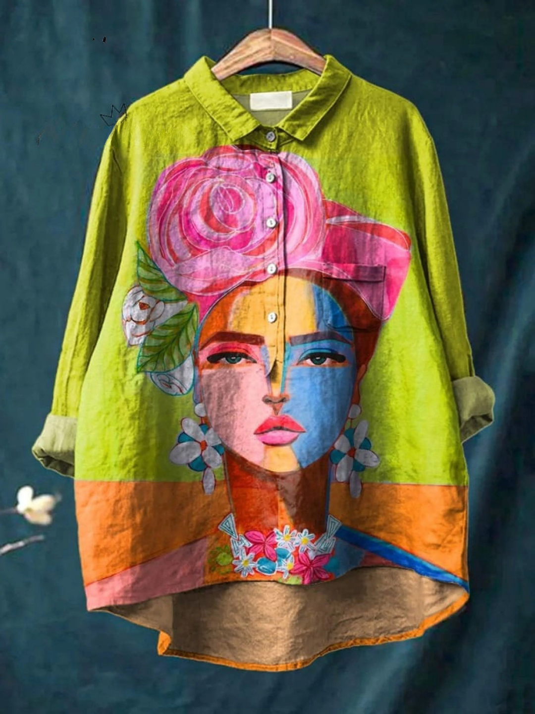 Cherily - Camisa de Botões Com Estampa de Retrato