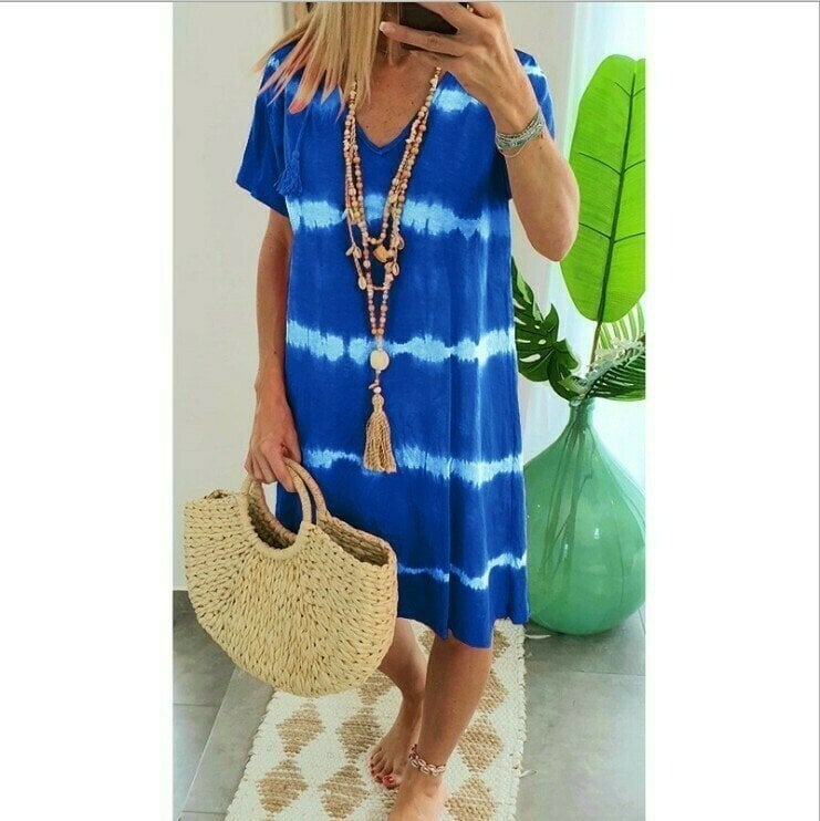 Karlaa - Vestido Largo De Verão Com Riscas Em Batik