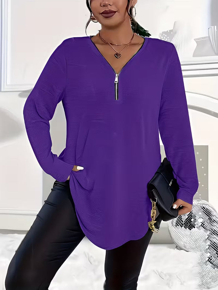 Liorah - Camisa Elegante de Manga Comprida Com Fecho