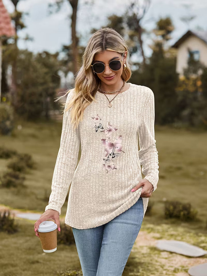 Zabina - Top Canelado Com Estampado De Borboletas