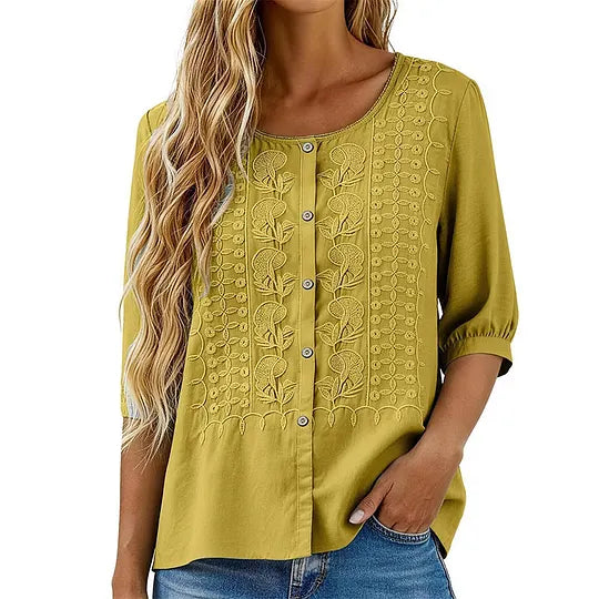 Andreza - Blusa De Algodão Com Botões