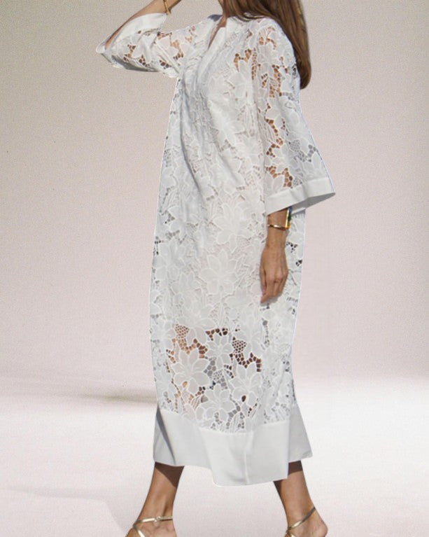 Hafenaa - Vestido Maxi De Renda Luxuoso