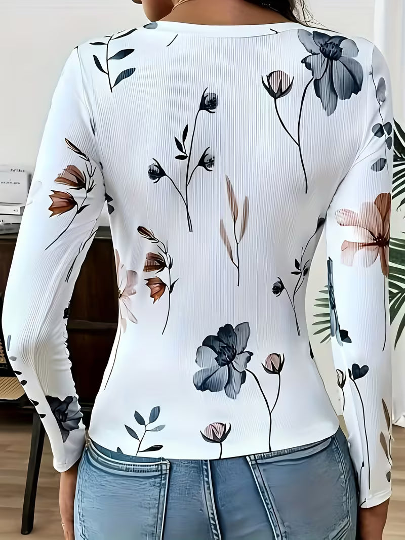 Rabiye - Top Com Estampado Floral E Decote Quadrado