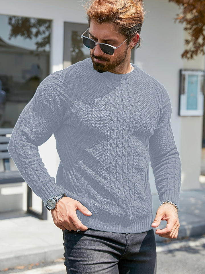Eiduks - Camisola Clássica de Gola Redonda com Ponto Trançado