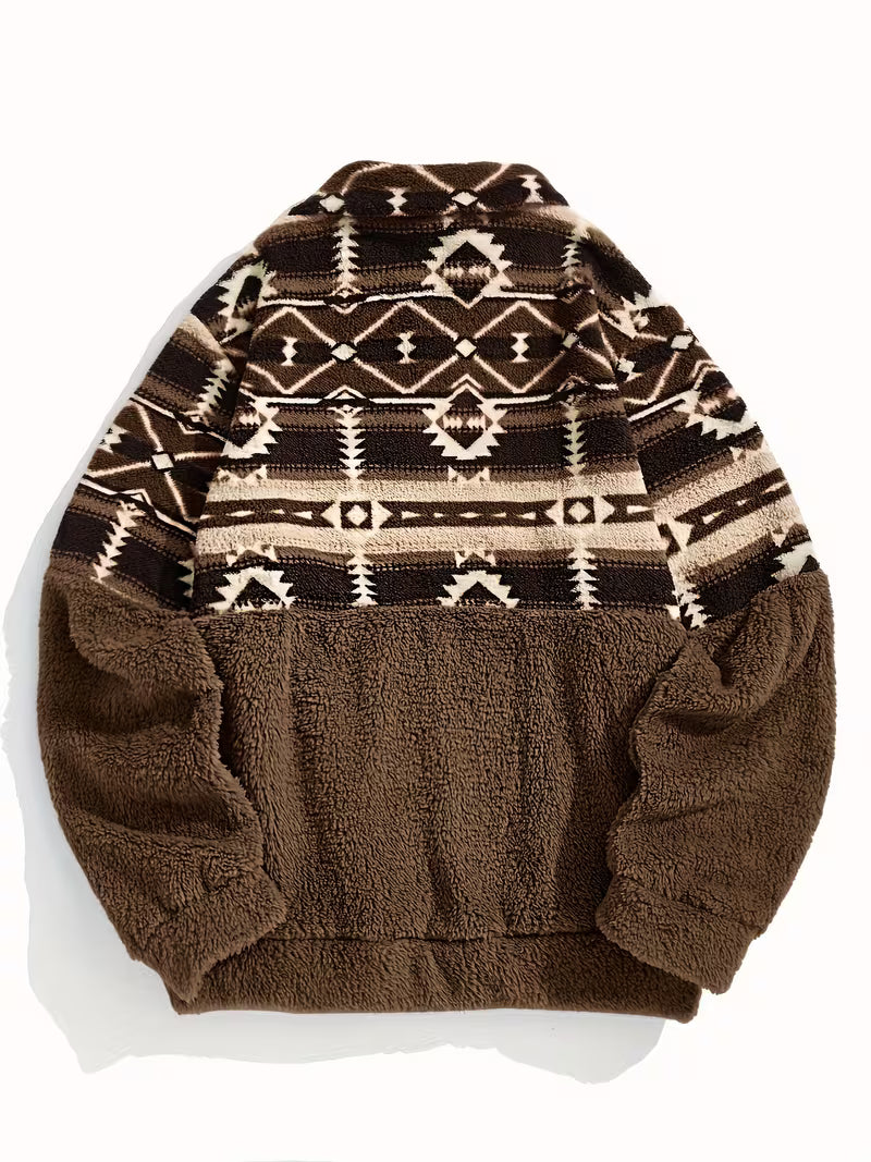 Limina - Camisola Teddy com meio fecho e padrão geométrico