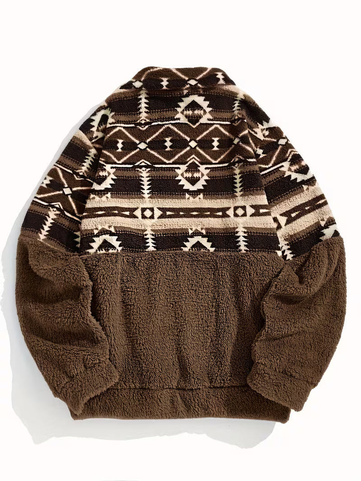 Limina - Camisola Teddy com meio fecho e padrão geométrico