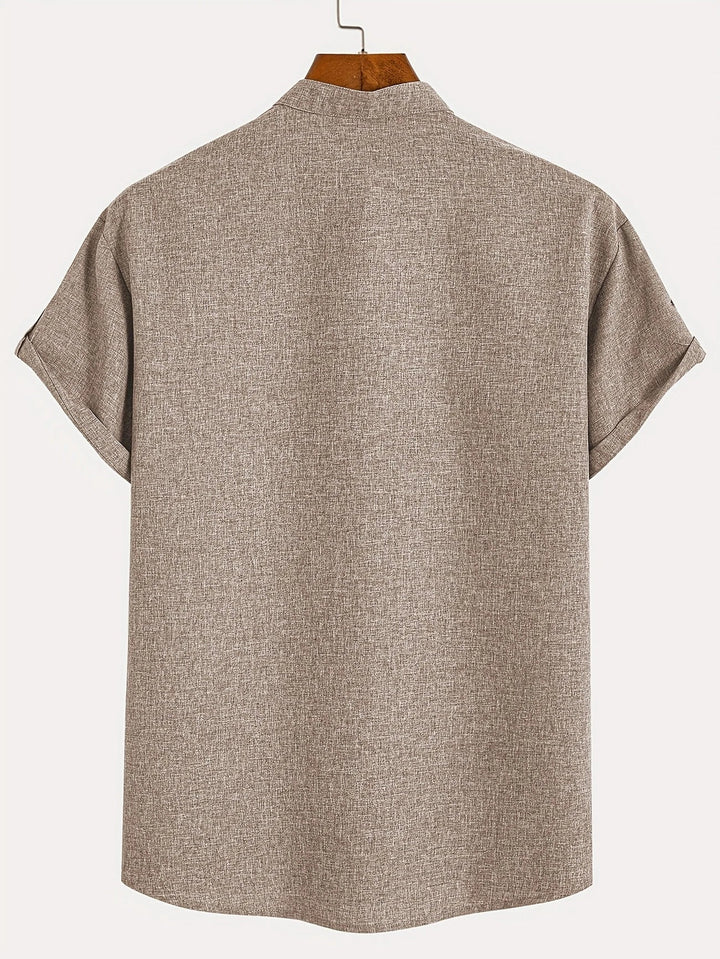 Samuelson - Camisa Elegante De Manga Curta Com Gola