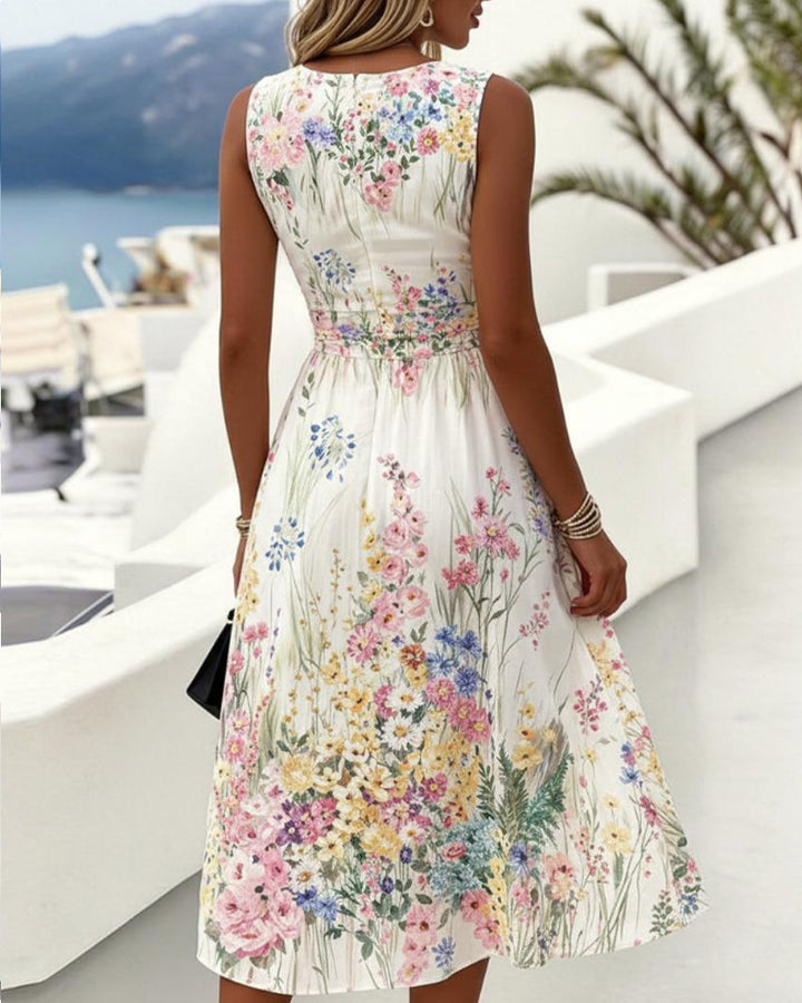 Cristine - Vestido sem Mangas com Estampado Floral