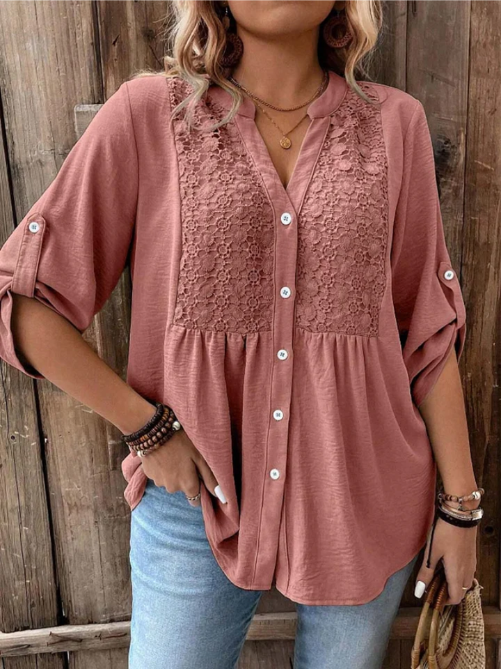 Thiyumi - Blusa Com Decote em V e Botões