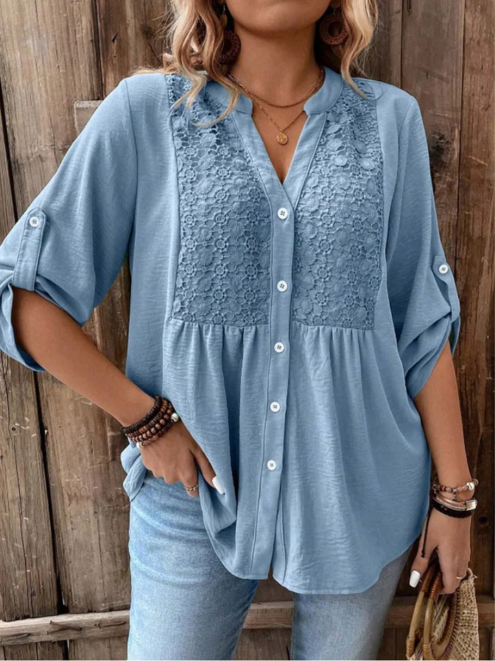 Thiyumi - Blusa Com Decote em V e Botões