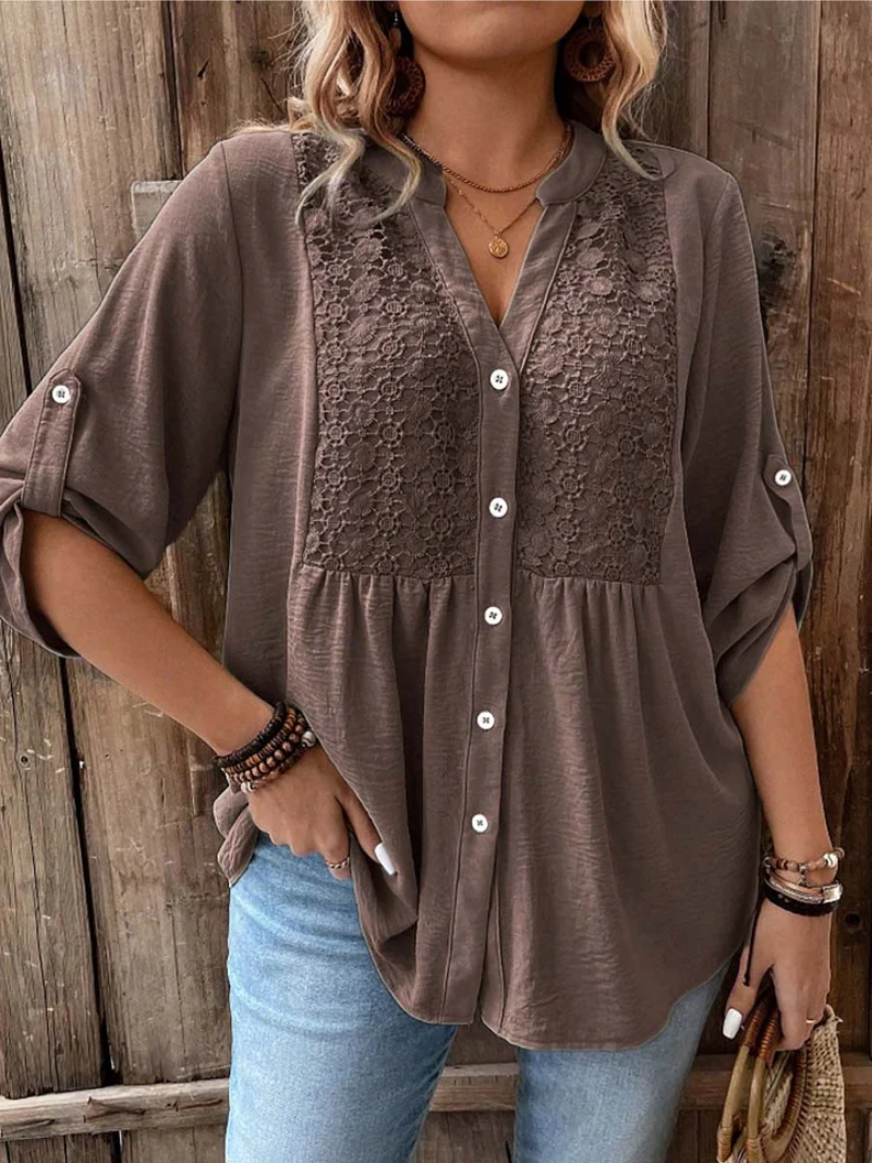 Thiyumi - Blusa Com Decote em V e Botões
