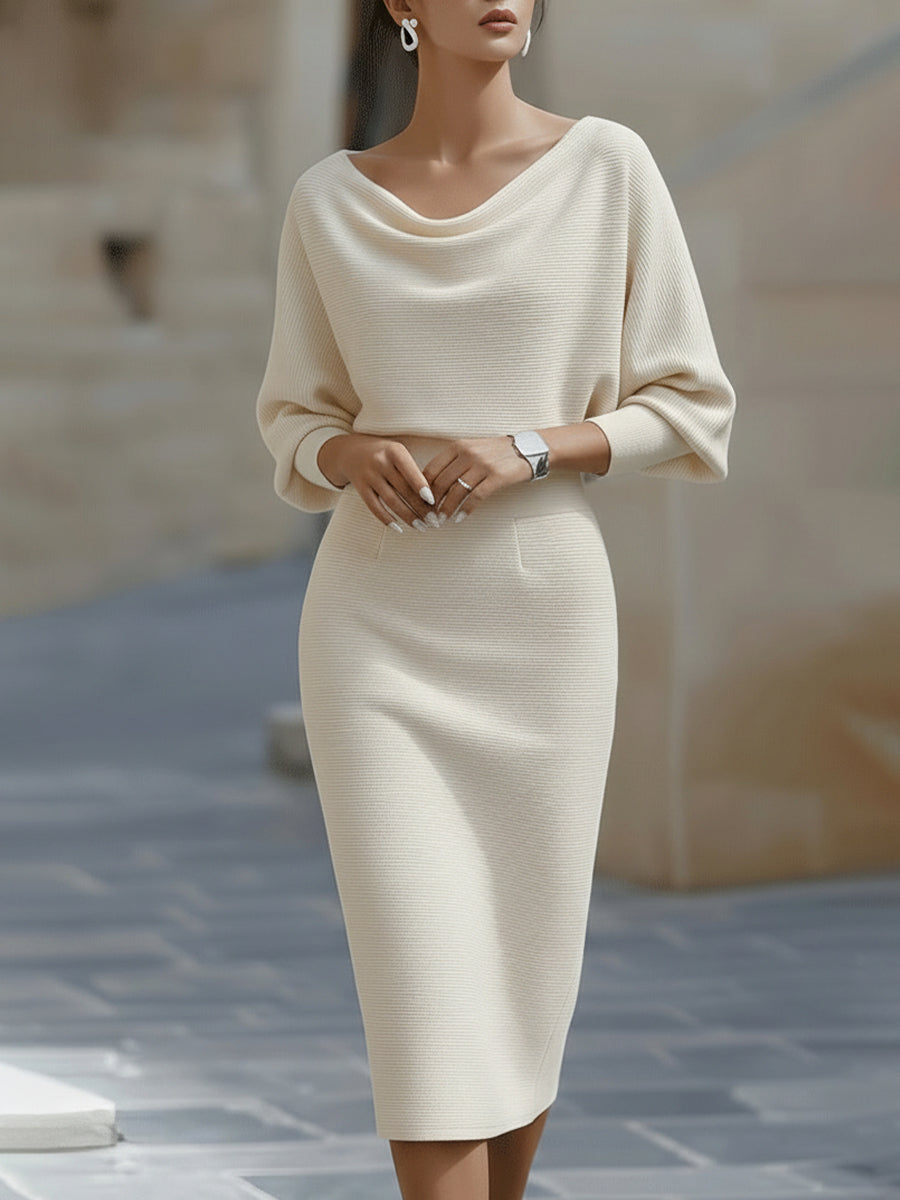 Amyy - Vestido Midi Elegante De Manga Comprida