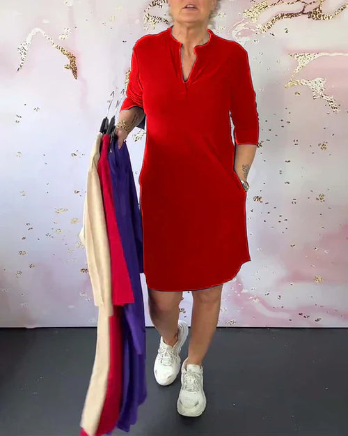 Sabela - Vestido Simples e Elegante Com Decote Em V