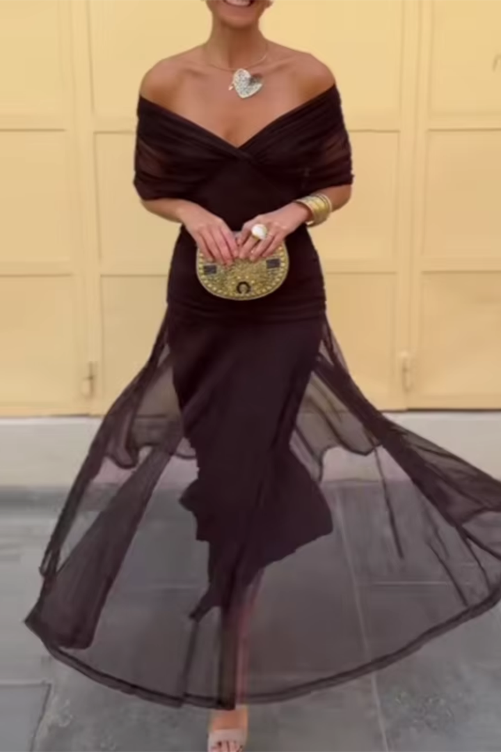 Nefeli - Vestido Maxi Elegante Com Decote Em V Para Festas