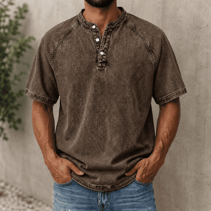Zerric - Camisa Henley Em Ganga De Manga Curta