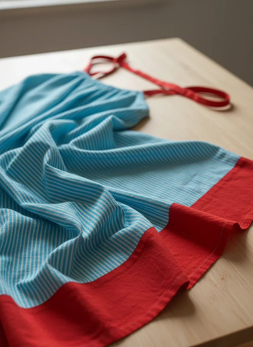 Sallina - Vestido Maxi às Riscas Com Detalhes Em Vermelho