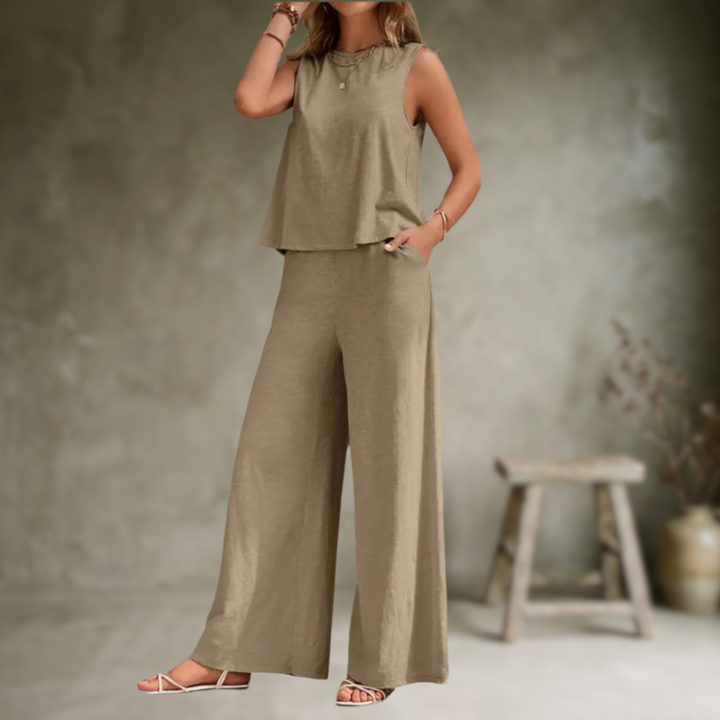Alizeh - Conjunto Elegante De Duas Peças Sem Mangas