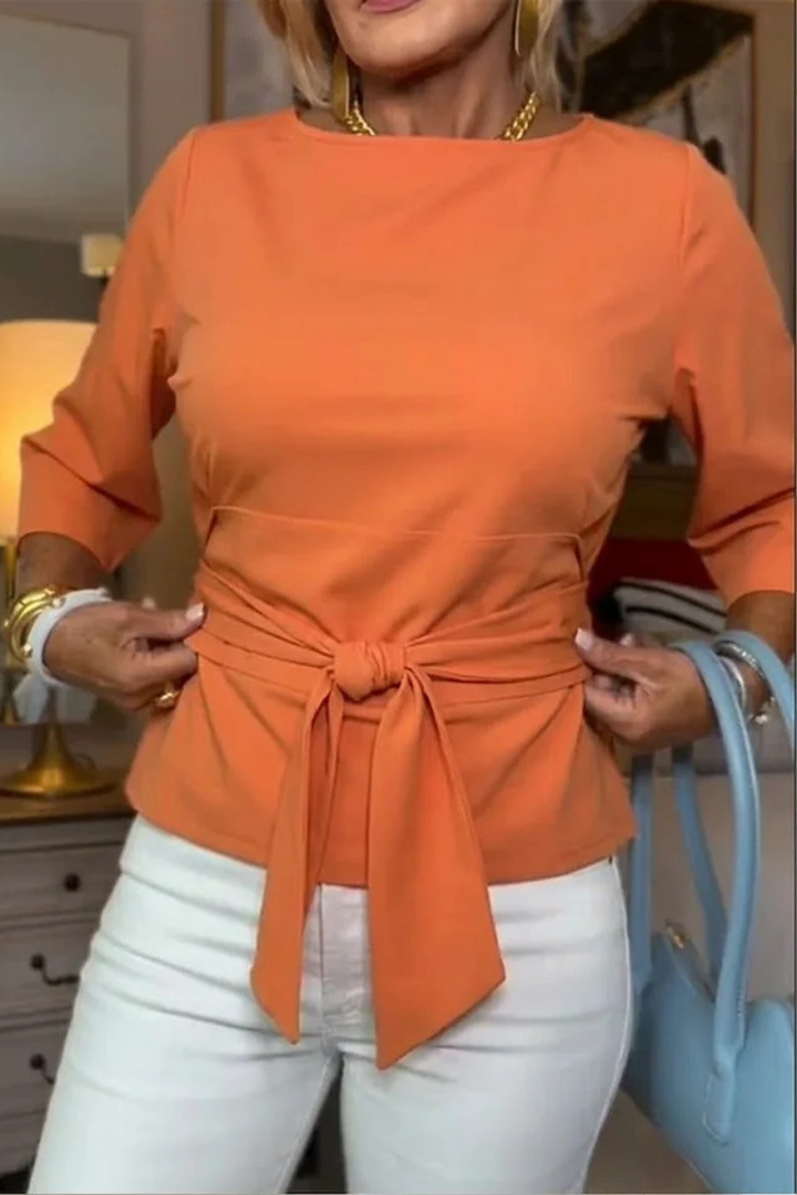 Shaniera - Top Elegante Com Laço Na Cintura