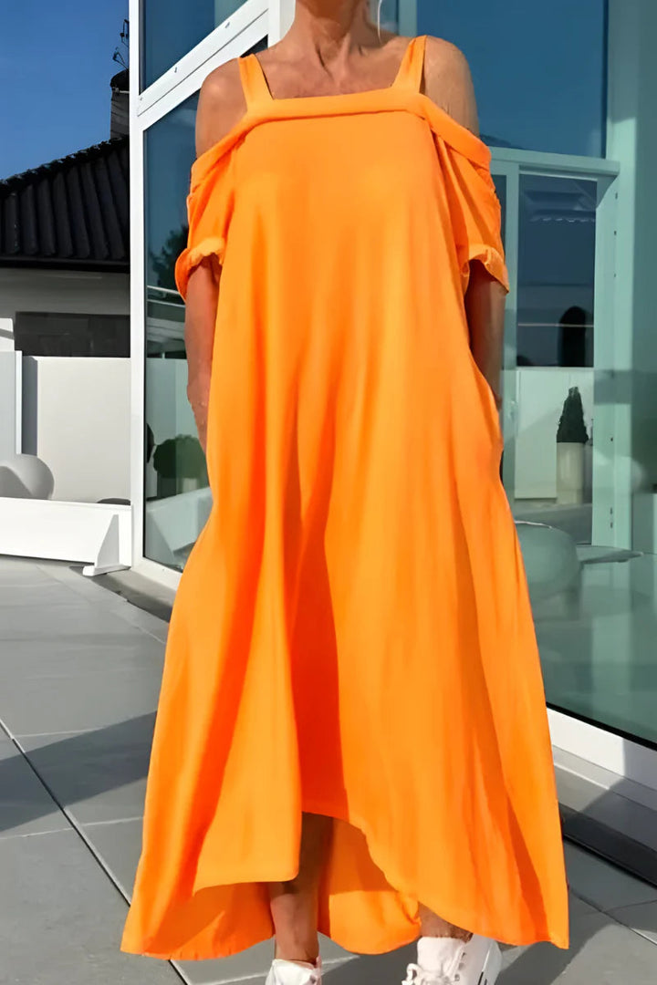 Vathsala - Vestido de Verão Comprido Com Ombros à Vista