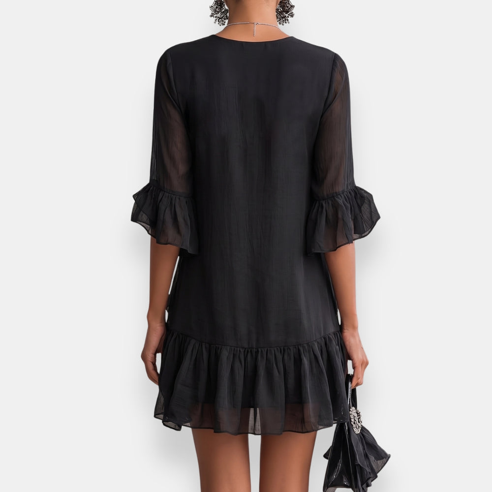 Lussina - Vestido Curto Com Folhos