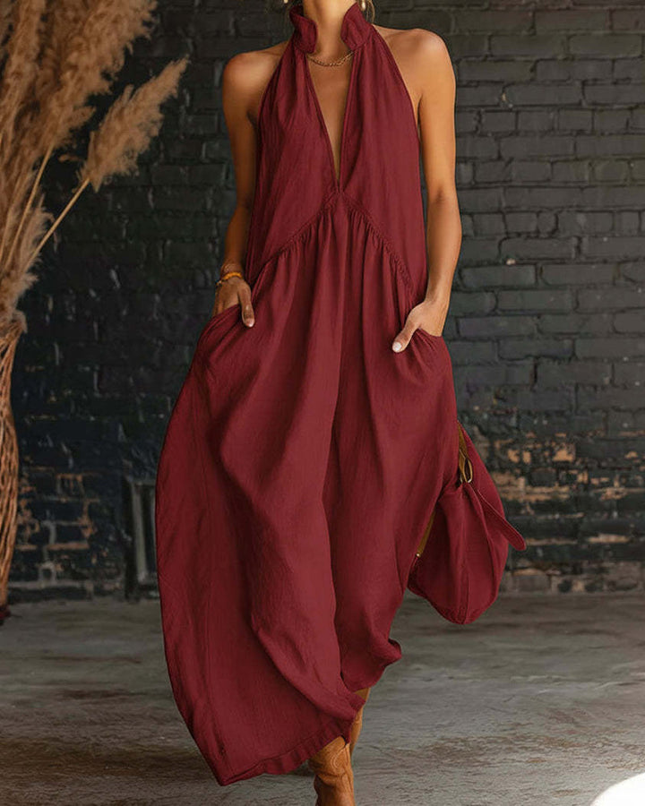 Saorla - Vestido Maxi SEM Mangas Em Algodão Com Gola Alta