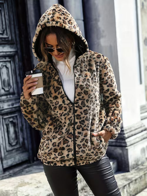 Lalena - Casaco Estampado Leopardo De Mangas Compridas