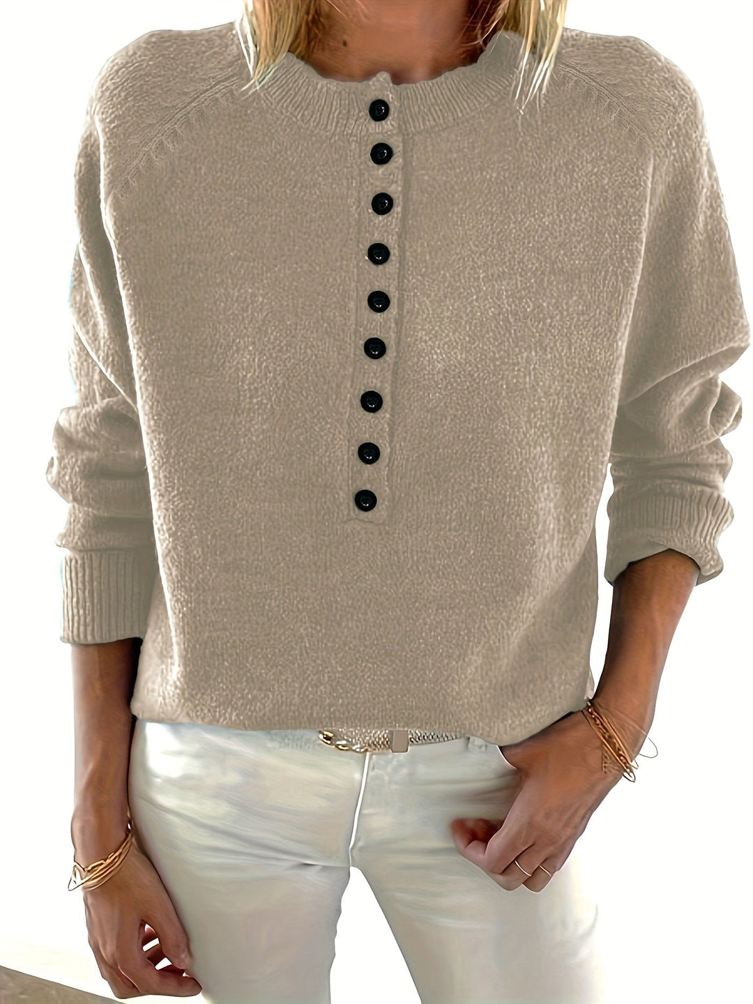 Yelena - Camisola de Manga Comprida Com Botões
