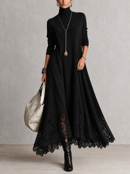 Albria - Vestido Maxi de Manga Comprida com Estilo Vintage