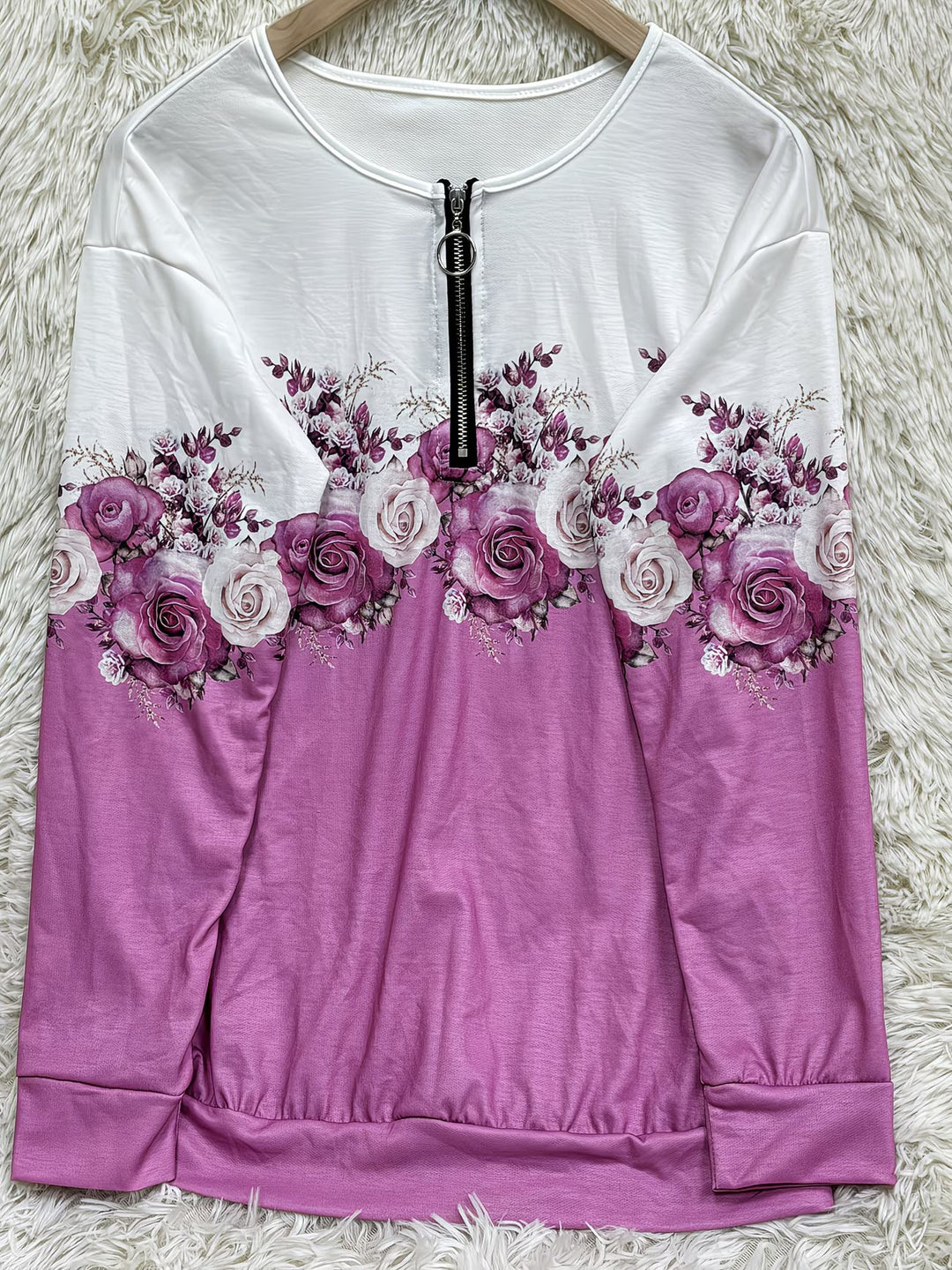 Shlomina - Camisola Com Meio Fecho e Estampado De Rosas