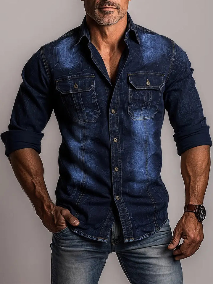 Angelo - Camisa de Ganga com Bolsos Frontais com Botões
