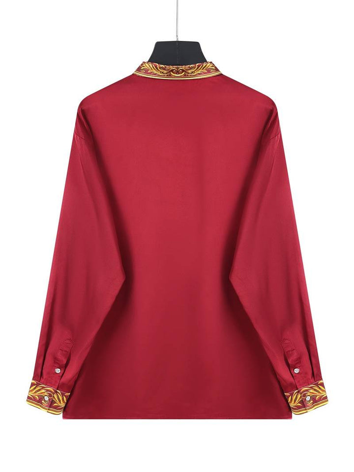 Vygantas - Camisa Elegante de Manga Comprida Com Patchwork