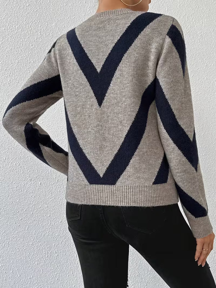 Minaza - Camisola De Gola Redonda Com Padrão Geométrico