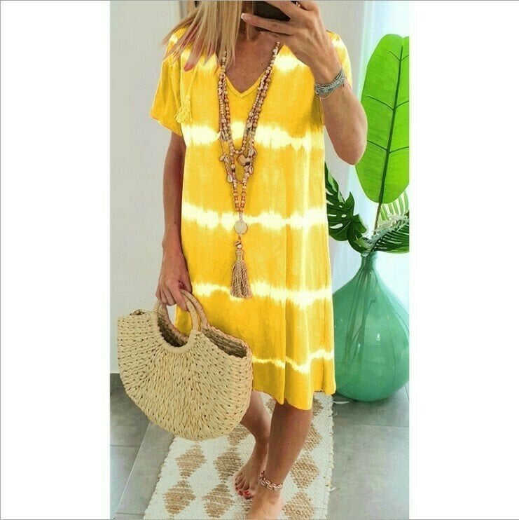 Karlaa - Vestido Largo De Verão Com Riscas Em Batik