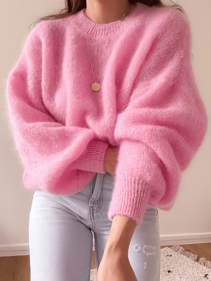 Margaretha - Camisola de Malha Com Gola Redonda e Mangas Balão