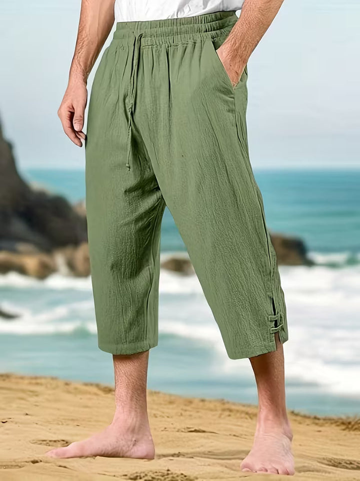 Eksteen - Calças Casuais De Linho Com Vários Bolsos