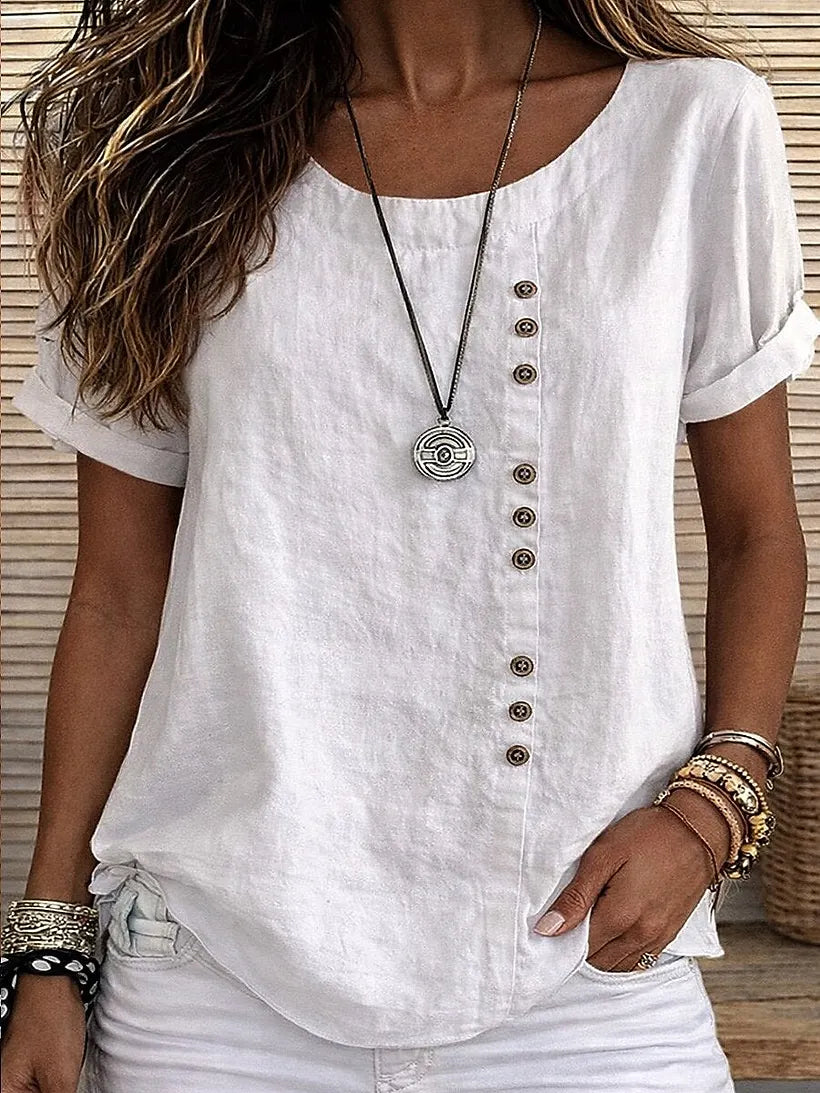 Mickale - Blusa De Algodão Com Botões