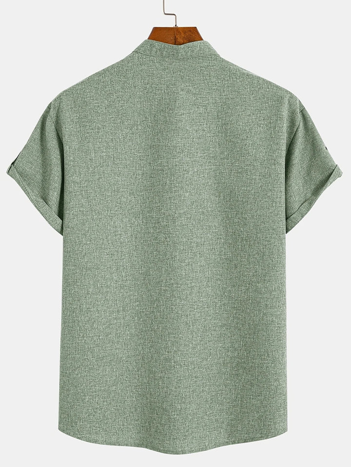 Samuelson - Camisa Elegante De Manga Curta Com Gola