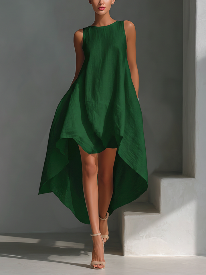 Alyna - Vestido Midi Sem Mangas Com Bainha Assimétrica