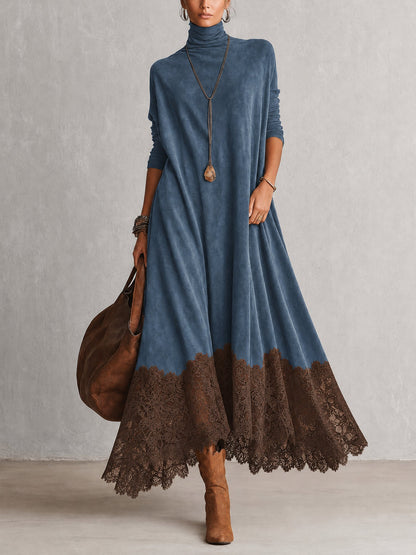 Albria - Vestido Maxi de Manga Comprida com Estilo Vintage
