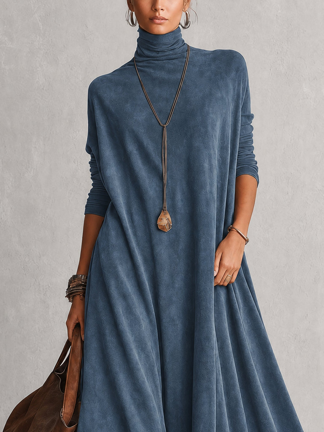 Albria - Vestido Maxi de Manga Comprida com Estilo Vintage