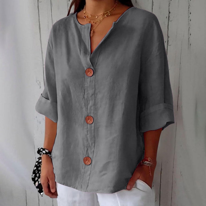 Maeve - Camisa De Algodão e Linho Com Decote Em V