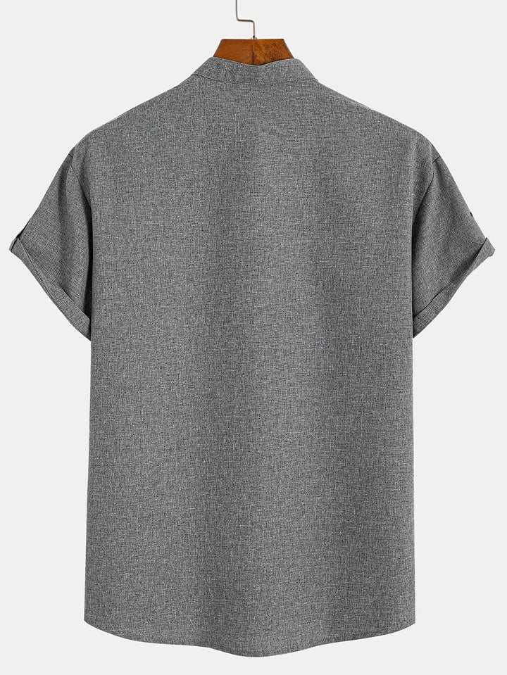 Samuelson - Camisa Elegante De Manga Curta Com Gola