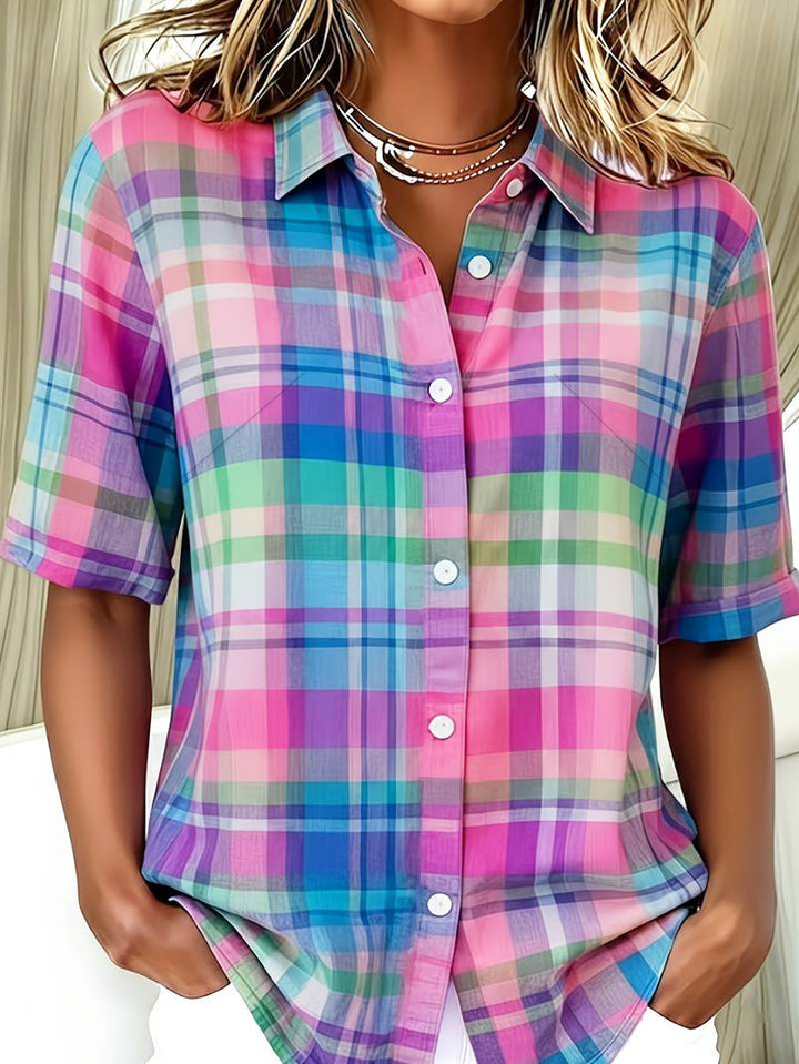 Endrita - Camisa Casual De Manga Curta Com Botões