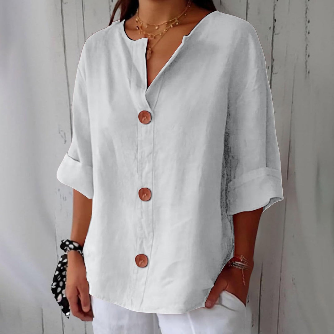 Maeve - Camisa De Algodão e Linho Com Decote Em V
