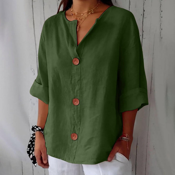 Maeve - Camisa De Algodão e Linho Com Decote Em V