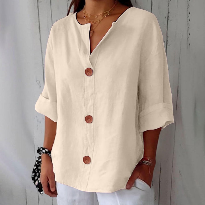 Maeve - Camisa De Algodão e Linho Com Decote Em V